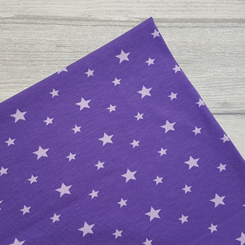 Purple Stars Cotton Elastane Jersey Knit Fabric