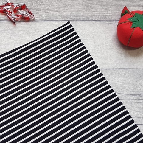 Black White Stripe Cotton Elastane Jersey Knit Fabric