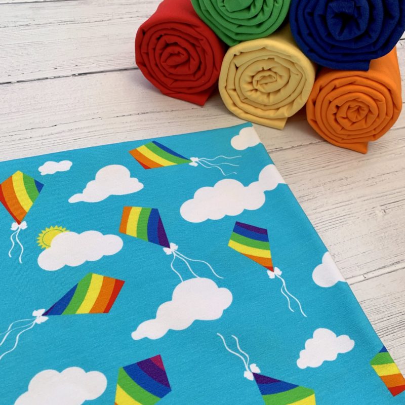 Rainbow Kites Caboodle Textiles Exclusive Cotton Elastane Jersey Knit Fabric