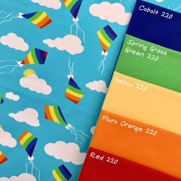 Rainbow Kites - Caboodle Textiles Exclusive Cotton Elastane Knit Fabric