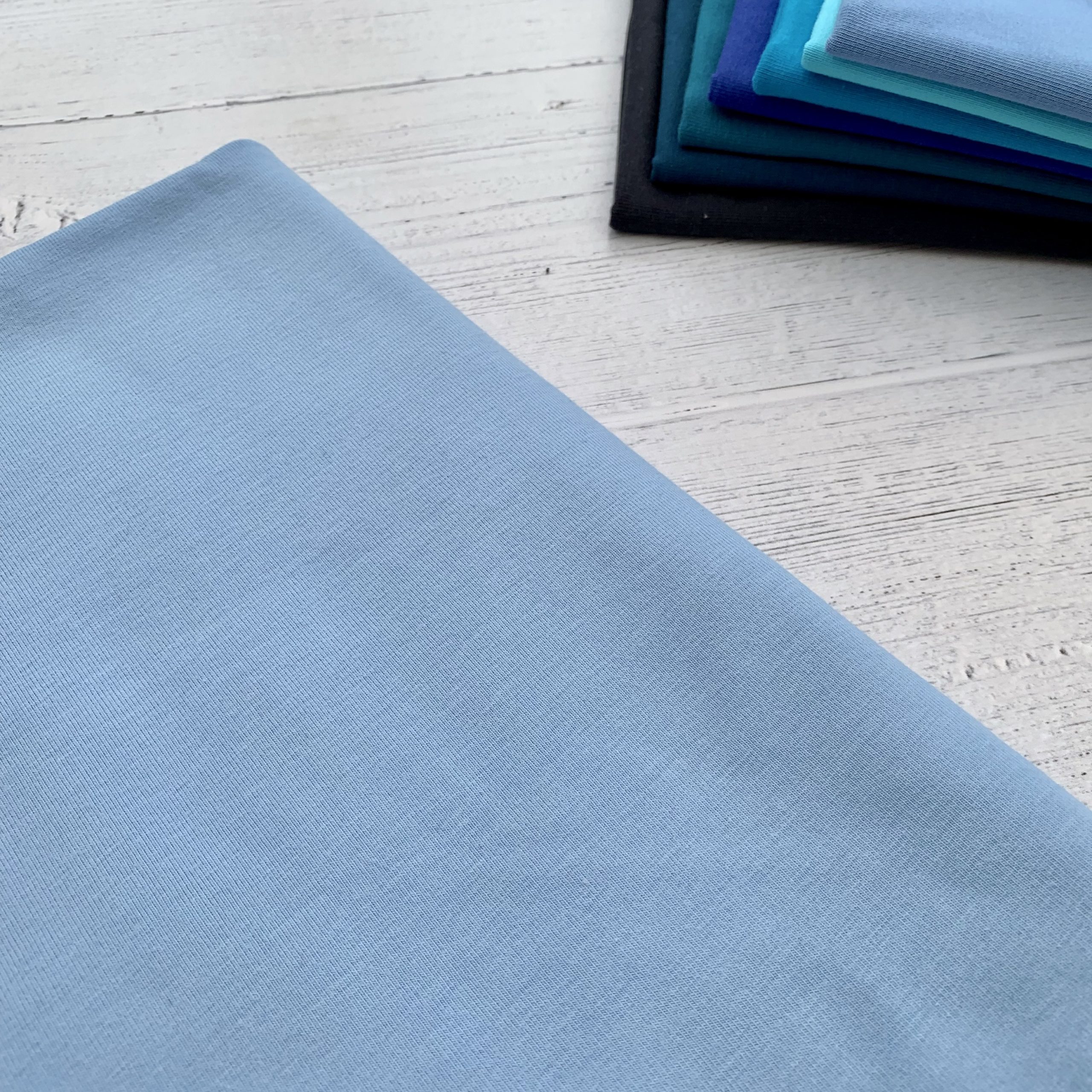 Light Blue Cotton Elastane Jersey Knit Fabric 240gsm - Caboodle