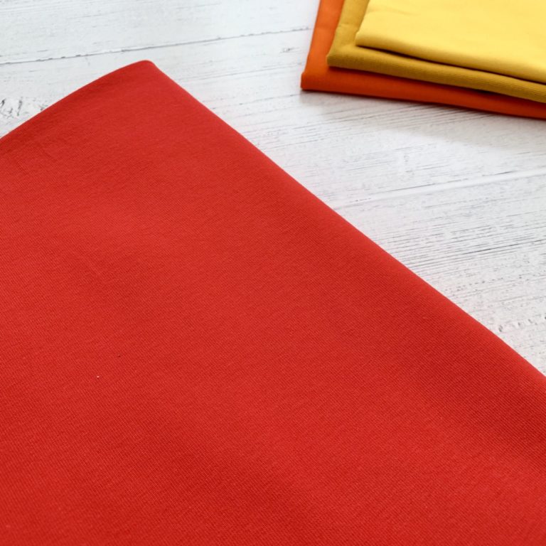 Red Cotton Elastane Jersey Knit Fabric