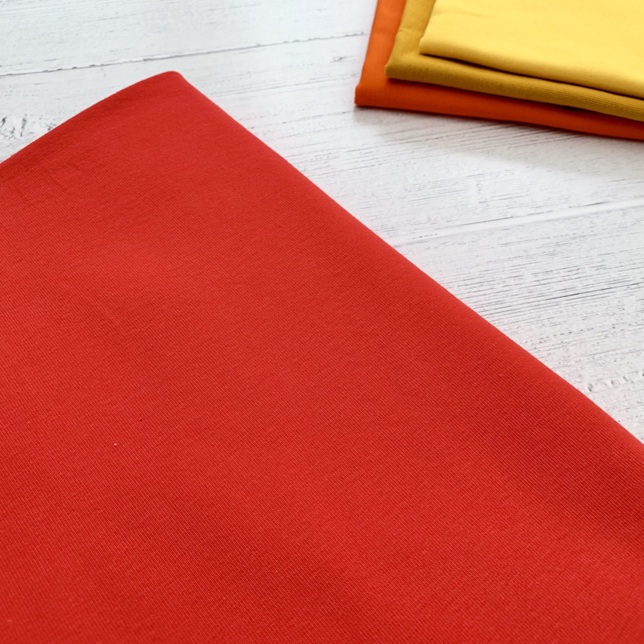 Red Cotton Elastane Jersey Knit Fabric 240gsm - Caboodle Textiles