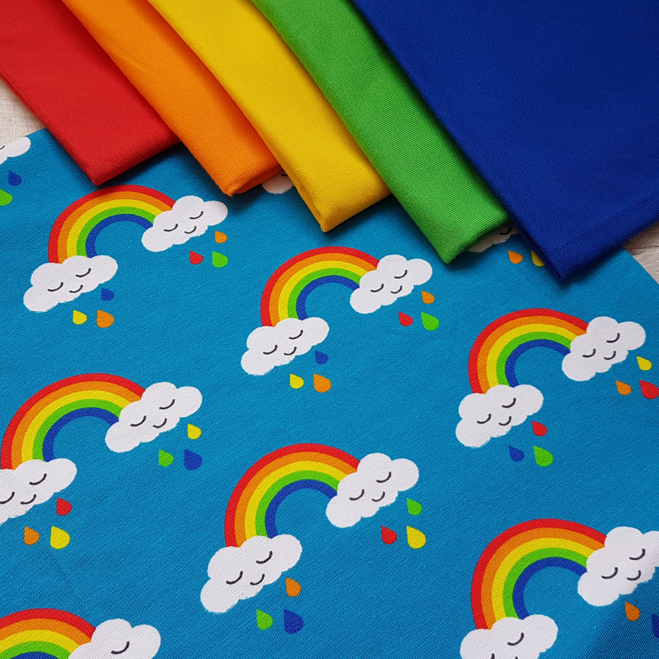 rainbow jersey knit fabric