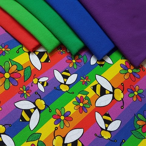 Bolt Offer Sunset Bees Caboodle Textiles Exclusive Organic Cotton Elastane Knit Fabric
