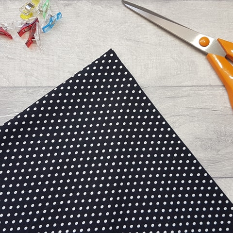 Black Polka Dots Cotton Elastane Jersey Knit Fabric