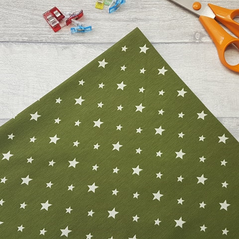 Green Stars Cotton Elastane Jersey Knit Fabric