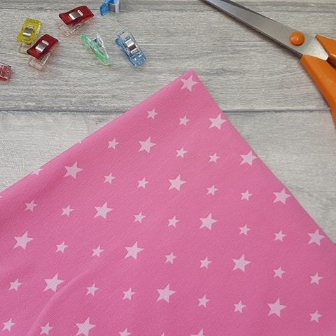 Baby Pink Stars Cotton Elastane Jersey Knit Fabric