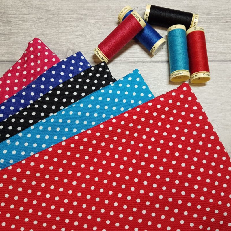 Fuchsia Polka Dots Cotton Elastane Jersey Knit Fabric