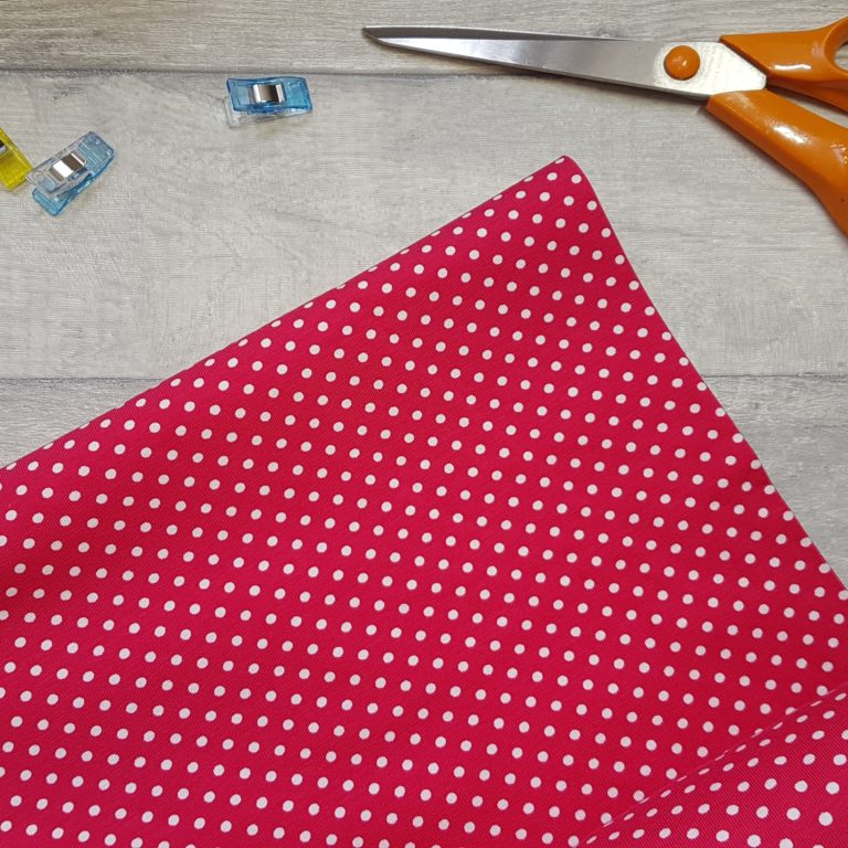 Fuchsia Polka Dots Cotton Elastane Jersey Knit Fabric