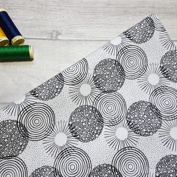 Circle Blast Monochrome 100% Cotton Fabric