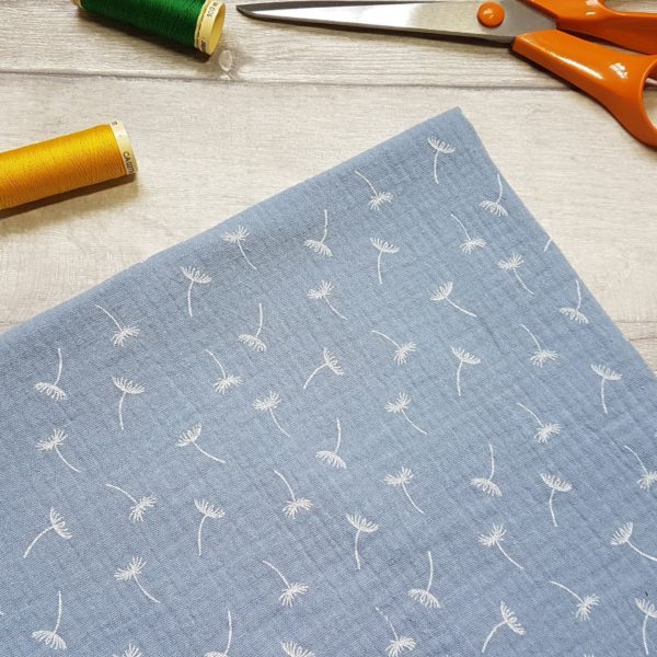 Seed Head Blue Double Gauze Light Weight Cotton Fabric