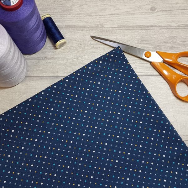 Tiny Spot Navy Blue Cotton Elastane Jersey Knit Fabric