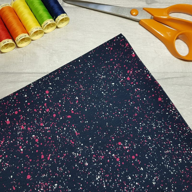 Paint Speckles Pink on Navy Cotton Elastane Jersey