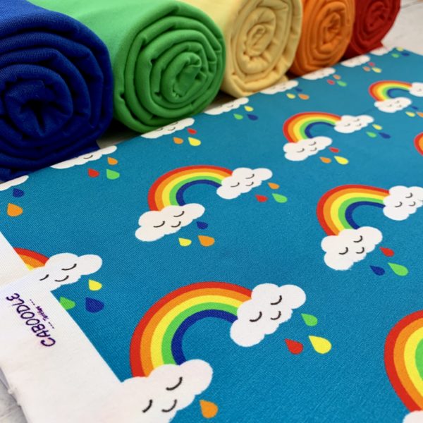 Sleepy Rainbow Jersey Fabric
