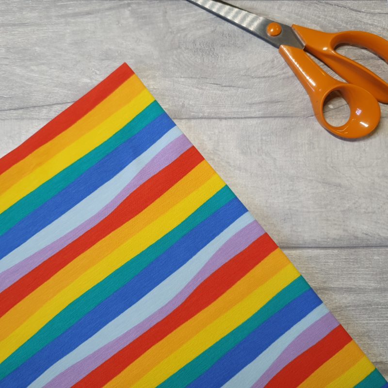 Wavy Stripe Bright Rainbow Cotton Elastane Jersey Knit Fabric