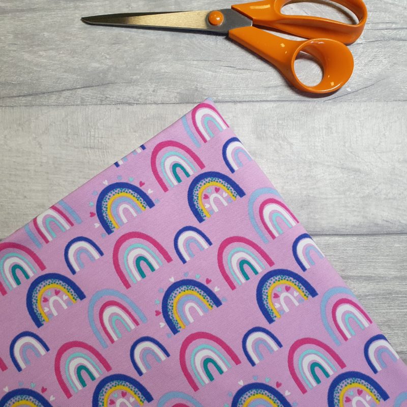 Love Rainbows Pink Cotton Elastane Jersey Knit Fabric