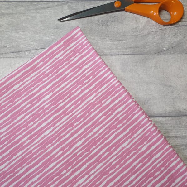 Blotted Stripe Baby Pink Cotton Elastane Jersey Knit Fabric