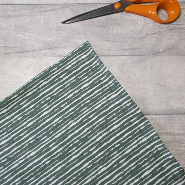 Blotted Stripe Moss Green Cotton Elastane Jersey Knit Fabric