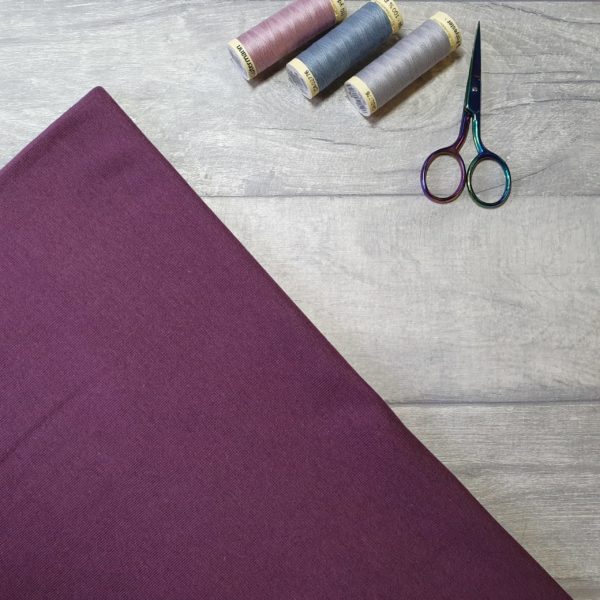 Aubergine Purple Organic Ribbing Stretch Fabric