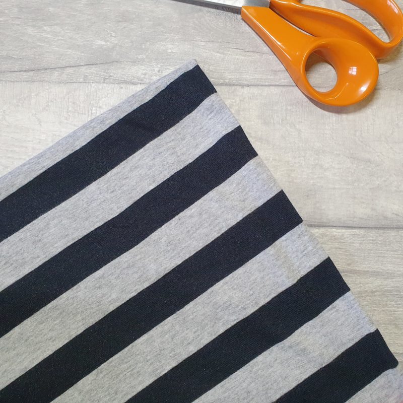 Black and Grey Metallic Stripe Cotton Jersey Fabric