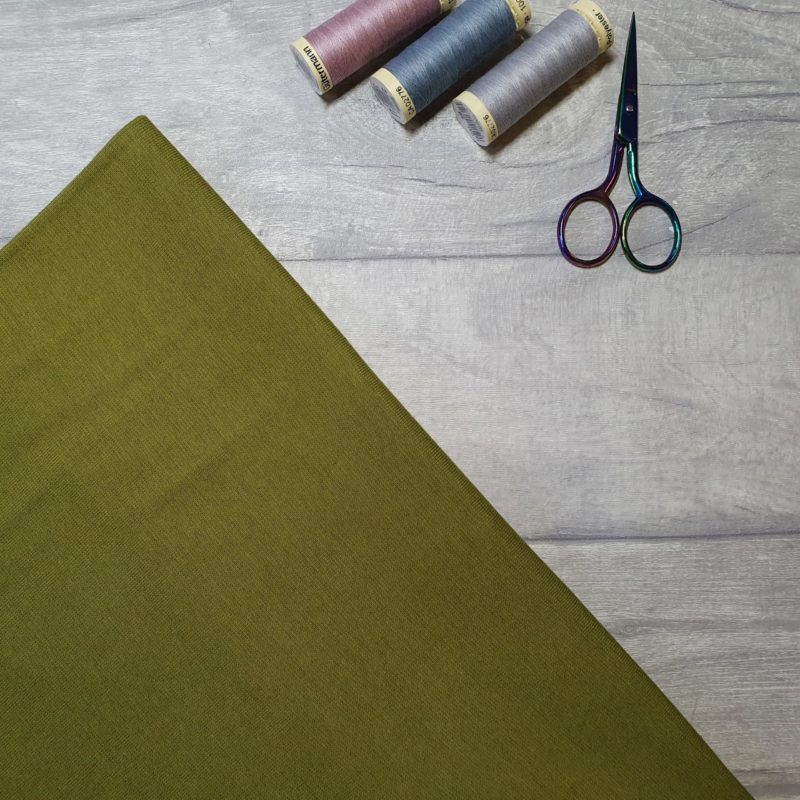 Moss Green Organic Ribbing Stretch Fabric
