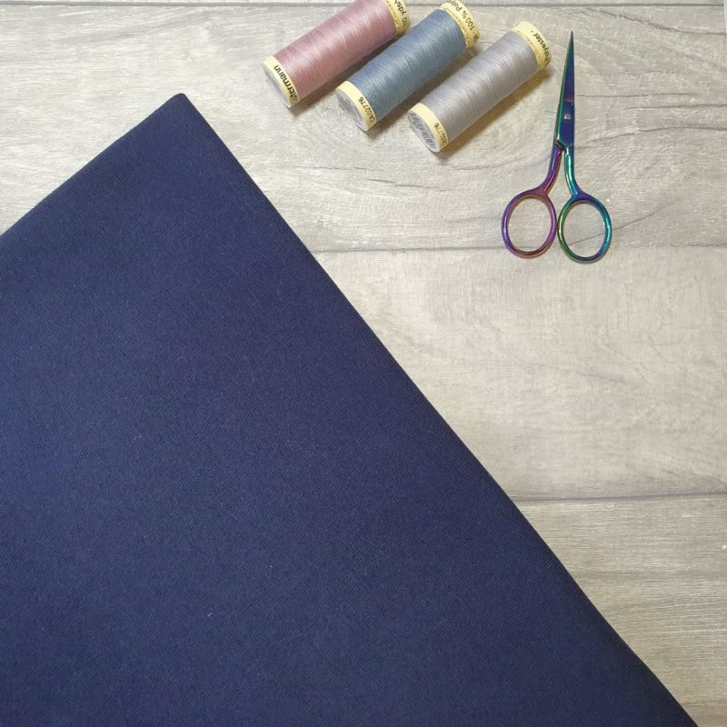 Navy Blue Organic Ribbing Stretch Fabric