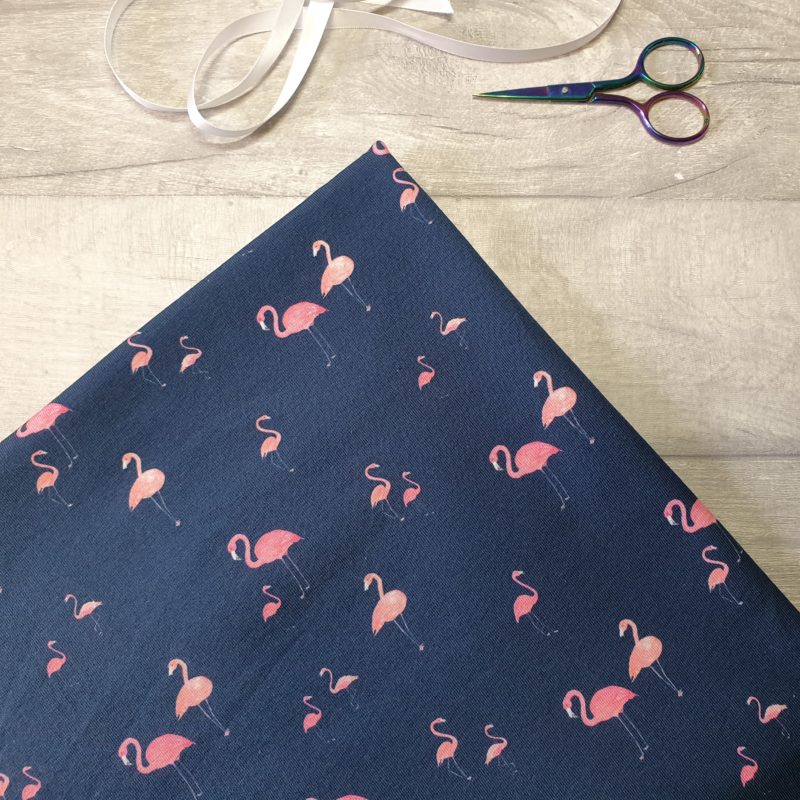 Flamingos Navy Cotton Elastane Jersey Knit Fabric
