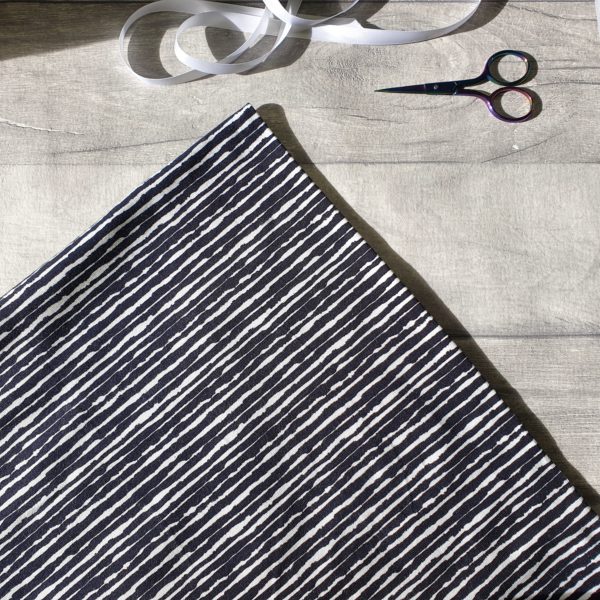 Blotted Stripe Black Cotton Elastane Jersey Knit Fabric