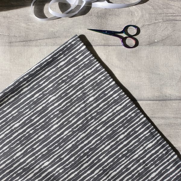 Blotted Stripe Dark Grey Cotton Elastane Jersey Knit Fabric