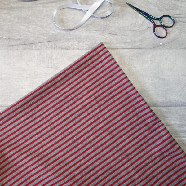 Red on Flecked Grey Stripe Yarn Dyed Jersey