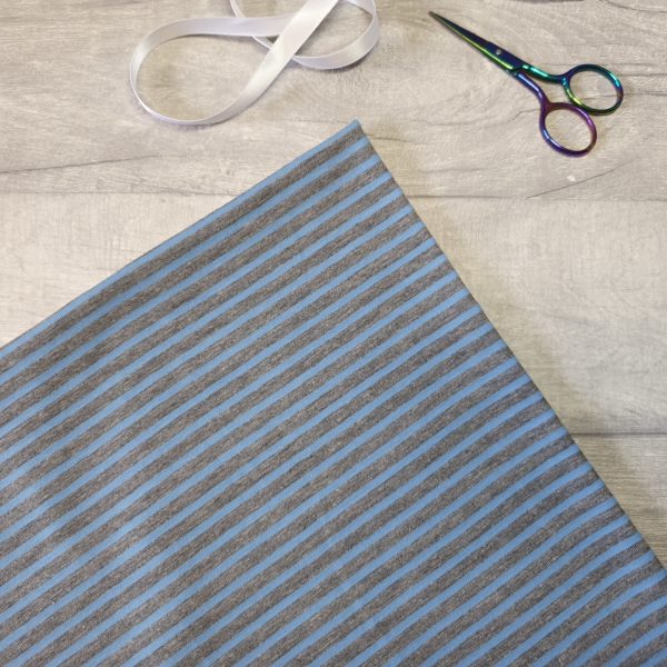 Blue on Flecked Grey Stripe Yarn Dyed Jersey