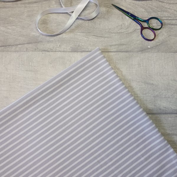 White on Light Grey Stripe Yarn Dyed Jersey