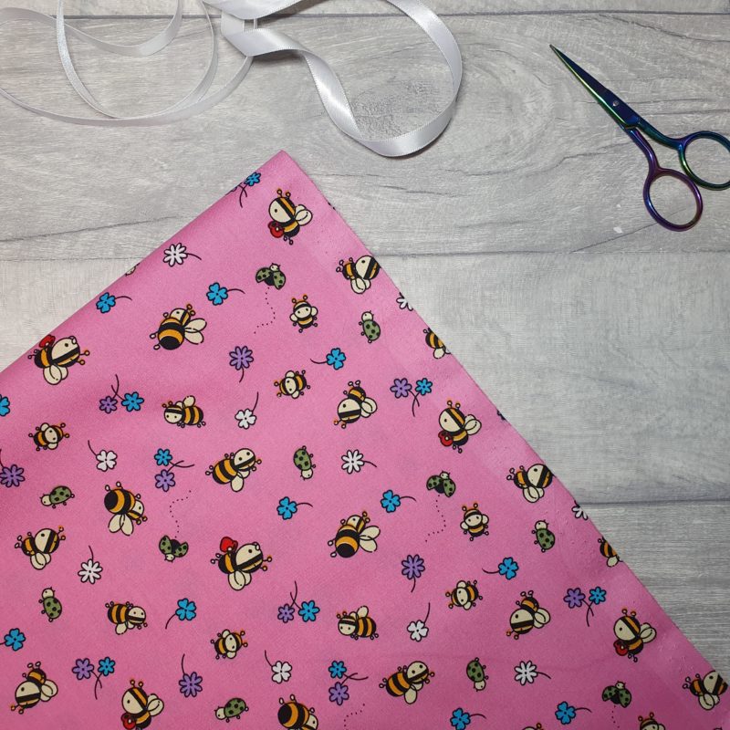 Bees and Bugs Pink 100% Cotton