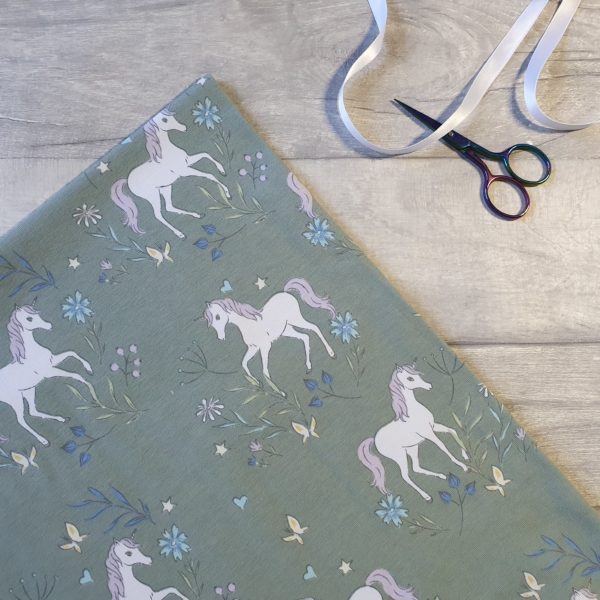Unicorn Dance Moss Green Cotton Elastane Jersey Knit Fabric
