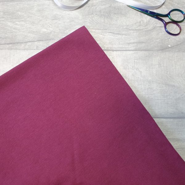 Aubergine Purple 200gsm Organic Cotton Elastane Jersey