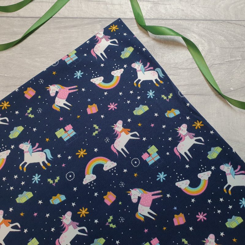 Unicorn Christmas Navy Cotton Elastane Jersey Knit Fabric