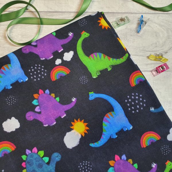 Night Dinosaurs French Terry Fabric