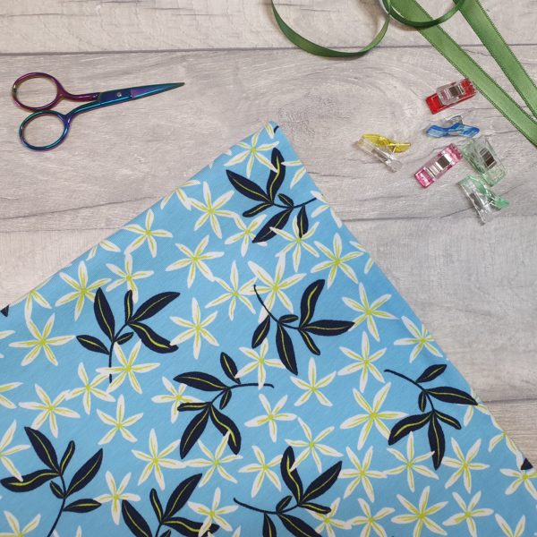 Blue Lily Cotton Elastane Jersey Knit Fabric