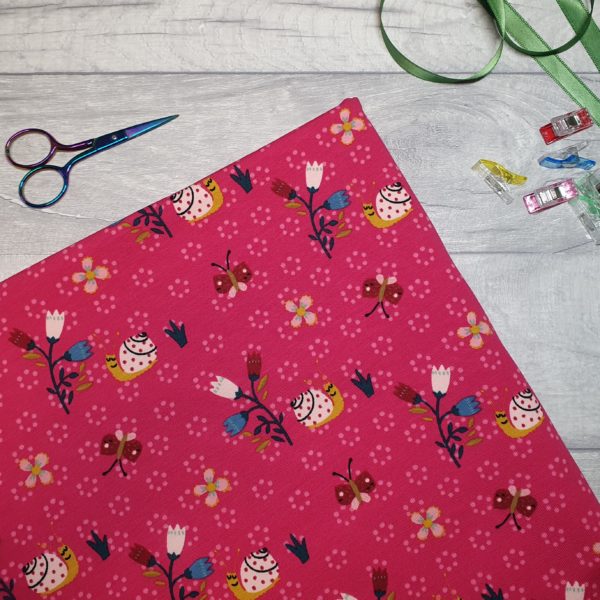 Happy Snail Pink Cotton Elastane Jersey Knit Fabric