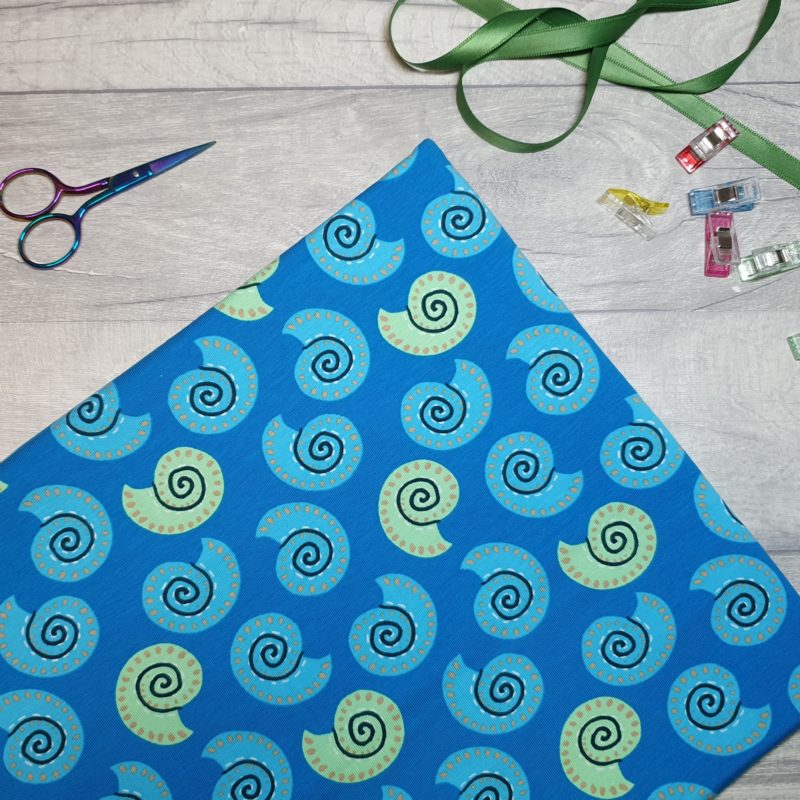 Shell Blue Cotton Elastane Jersey Knit Fabric