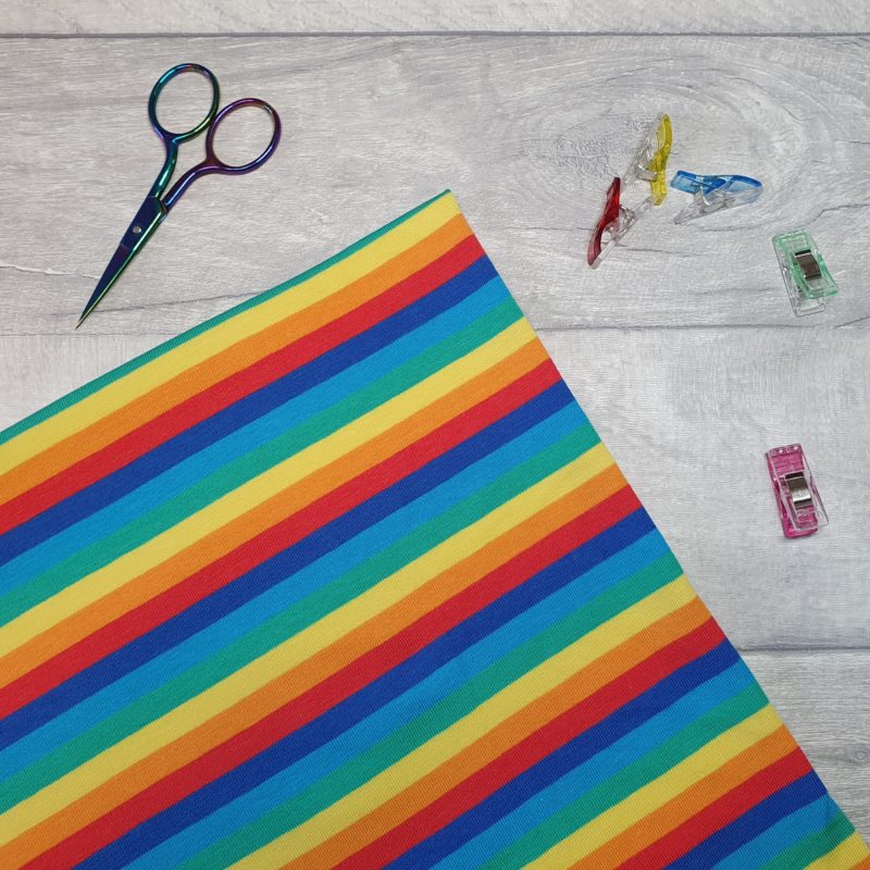 Rainbow Yarn Dyed Stripe Cotton Elastane Jersey Knit Fabric