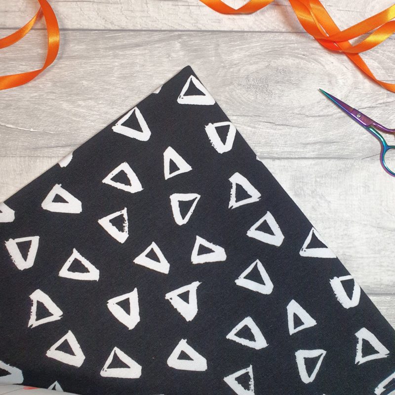 Black and White Triangles Cotton Elastane Jersey Knit Fabric