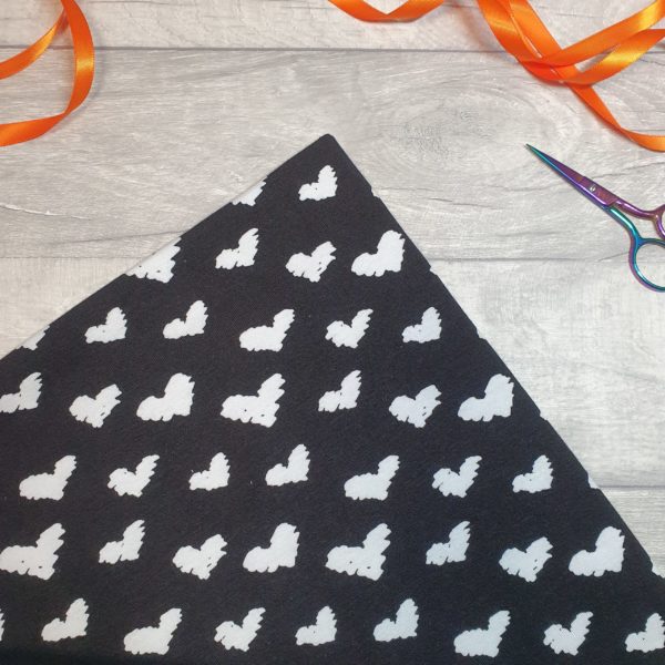 Black and White Hearts Cotton Elastane Jersey Knit Fabric