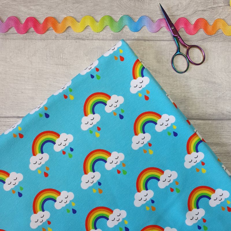 Mini Sleepy Rainbow Blue Caboodle Textiles Exclusive Jersey Fabric