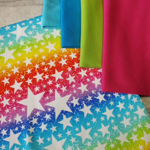 White Stars on Flecked Rainbow Organic Jersey