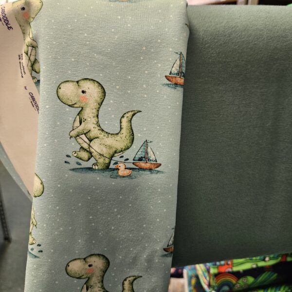 Dino's Bath Time Jersey Fabric - Caboodle Textiles - Image 2