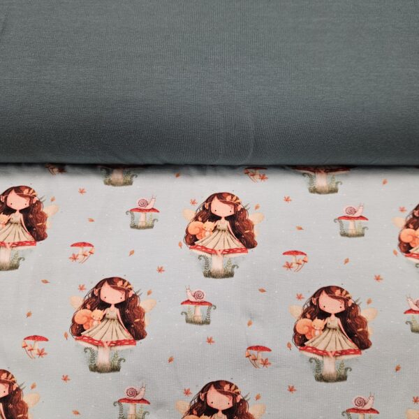 Mushroom Fairy Jersey Fabric - Caboodle Textiles - Image 3