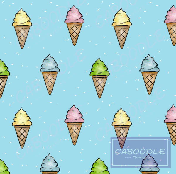 a repeating ice cream image on a blue background