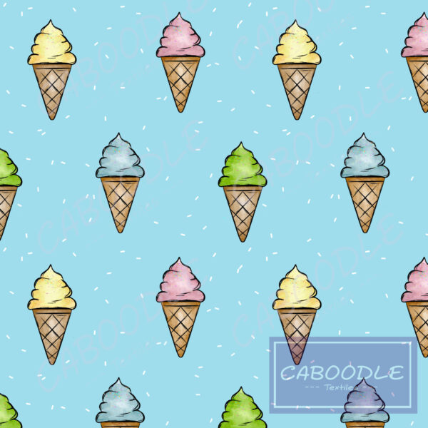 a repeating ice cream image on a blue background